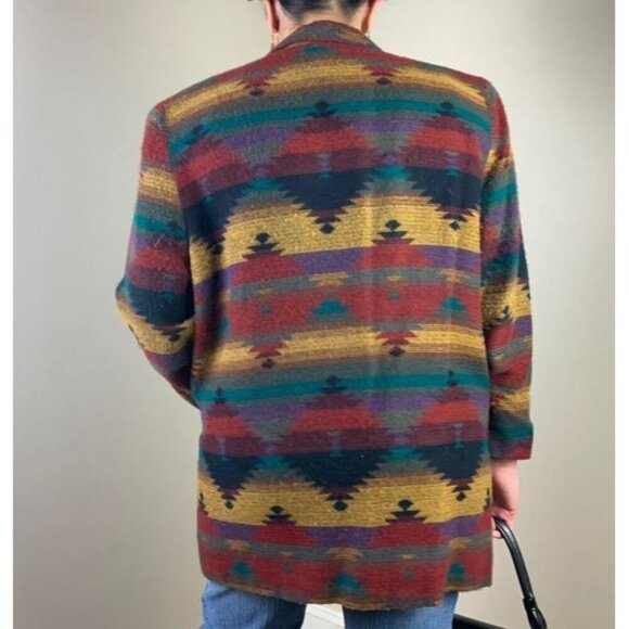 UNITS Womens Vintage 80s Southwestern Aztec Boho Wool Blazer Jacket Size M - Picture 4 of 11